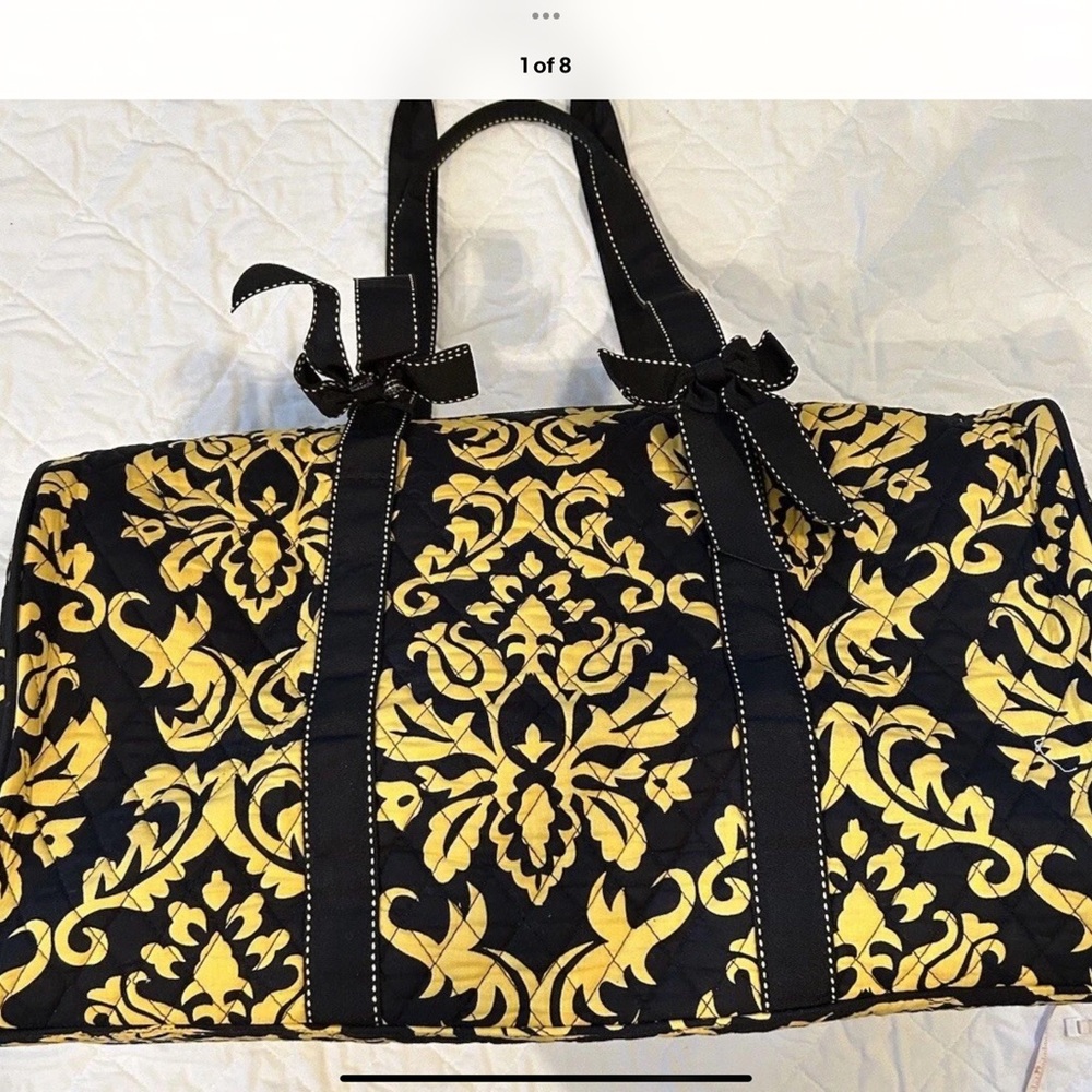 Belvah Quilted Chic Black and Yellow Women's Travel Bag - Picture 2 of 7